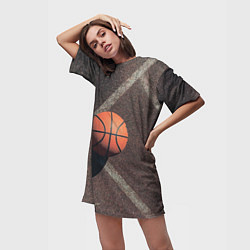 Футболка женская длинная Мяч баскетбольный, цвет: 3D-принт — фото 2