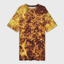 Футболка женская длинная Абстракция - желтый антрацит, цвет: 3D-принт