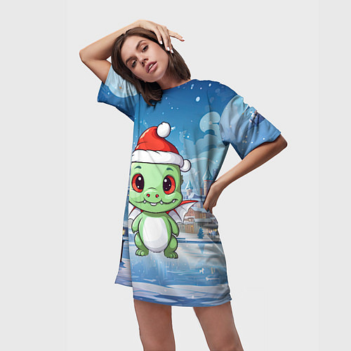 Женская длинная футболка Год дракона 2024 / 3D-принт – фото 3