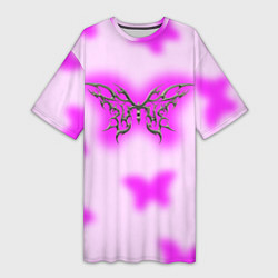 Футболка женская длинная Y2K purple butterfly, цвет: 3D-принт