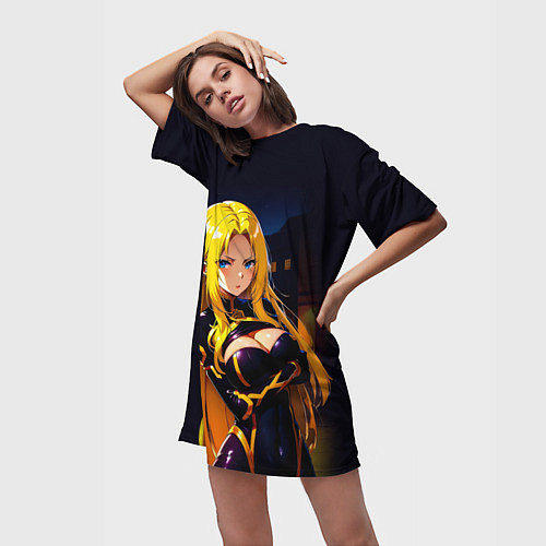 Женская длинная футболка Альфа - Сад теней / 3D-принт – фото 3