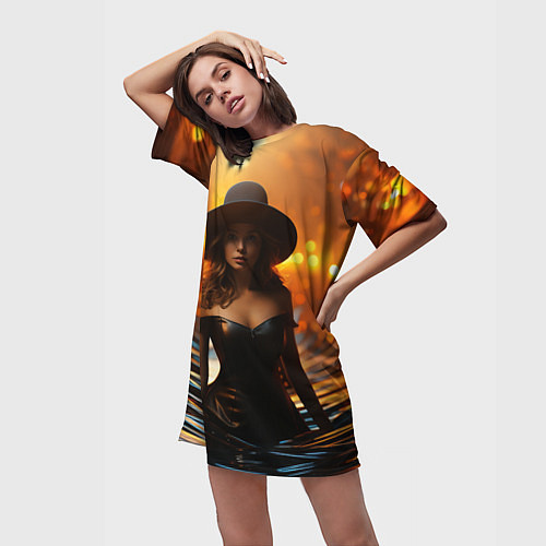 Женская длинная футболка Красавица ведьма / 3D-принт – фото 3