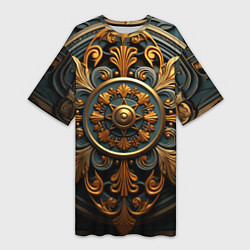 Футболка женская длинная Круглый орнамент в викингском стиле, цвет: 3D-принт