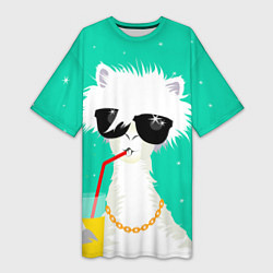 Футболка женская длинная Лама - альпака на чиле, цвет: 3D-принт