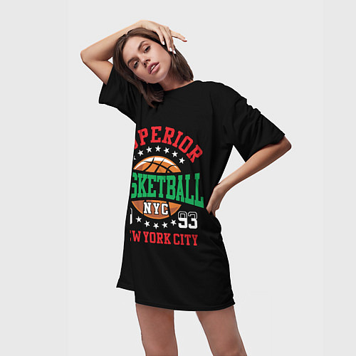 Женская длинная футболка Superior basketball / 3D-принт – фото 3