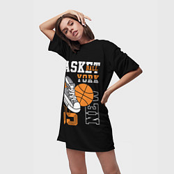 Футболка женская длинная Basketball New York, цвет: 3D-принт — фото 2