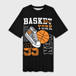 Футболка женская длинная Basketball New York, цвет: 3D-принт