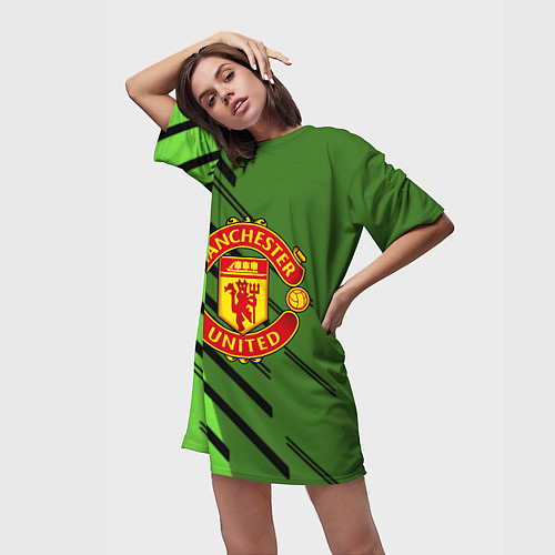 Женская длинная футболка ФК Манчестер Юнайтед спорт / 3D-принт – фото 3