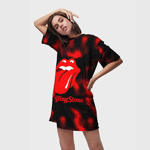 Женская длинная футболка Rolling Stone rock / 3D-принт – фото 3