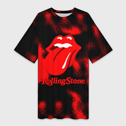 Футболка женская длинная Rolling Stone rock, цвет: 3D-принт