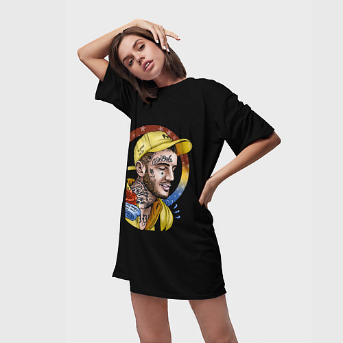 Женская длинная футболка Lil Peep music / 3D-принт – фото 3