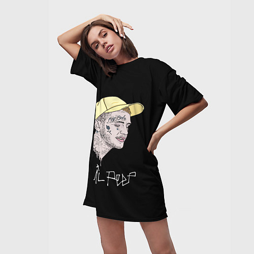 Женская длинная футболка Lil Peep rap steel / 3D-принт – фото 3