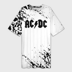 Футболка женская длинная ACDC rock collection краски черепа, цвет: 3D-принт