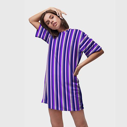Женская длинная футболка Сочетание фиолетовый / 3D-принт – фото 3