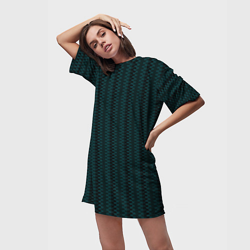 Женская длинная футболка Тёмно-зелёный полосатый / 3D-принт – фото 3