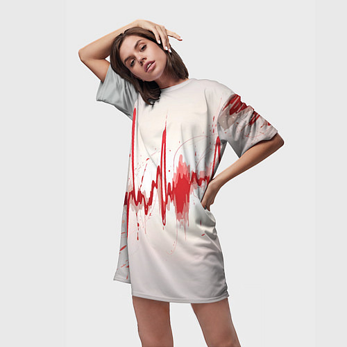 Женская длинная футболка Сердечный ритм / 3D-принт – фото 3
