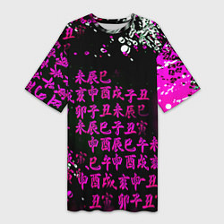 Футболка женская длинная Аниме бомбинг пинк, цвет: 3D-принт