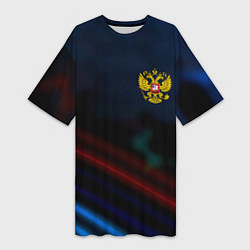 Футболка женская длинная Спортивная россия герб, цвет: 3D-принт