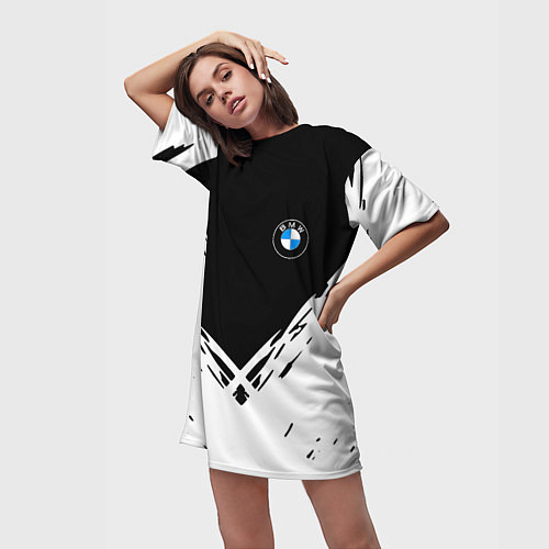 Женская длинная футболка BMW стильная геометрия спорт / 3D-принт – фото 3