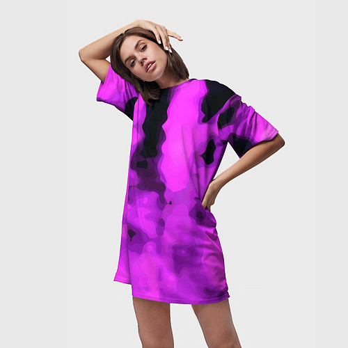 Женская длинная футболка Узор фиолетовая нежность / 3D-принт – фото 3