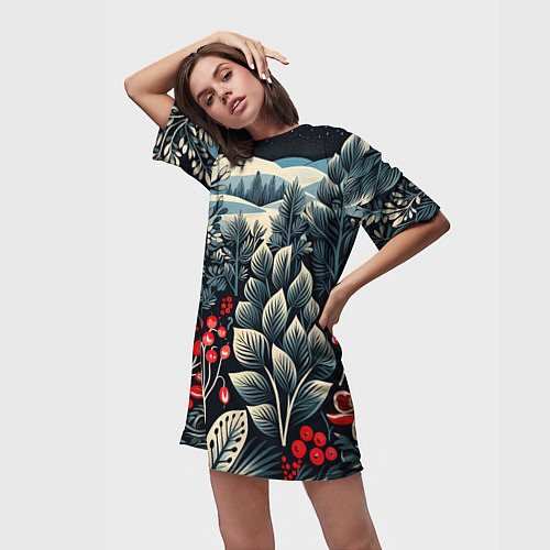 Женская длинная футболка Хрустальные рисунки / 3D-принт – фото 3