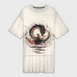 Футболка женская длинная Дева и дракон, цвет: 3D-принт