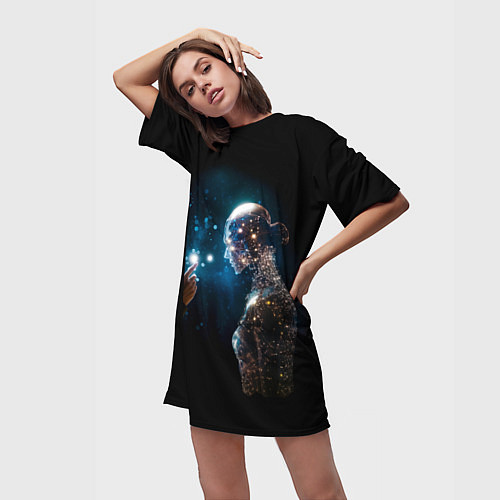 Женская длинная футболка Создание АИ / 3D-принт – фото 3