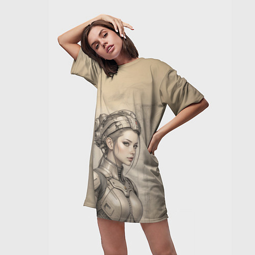 Женская длинная футболка Скетч разведчица / 3D-принт – фото 3