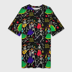 Футболка женская длинная Dia de los muertos, цвет: 3D-принт