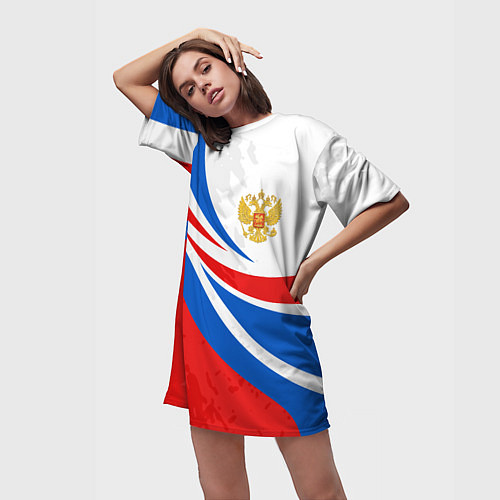 Женская длинная футболка Россия - спортивная униформа / 3D-принт – фото 3