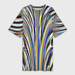Футболка женская длинная Струйчатый перламутровый узор, цвет: 3D-принт