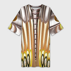 Футболка женская длинная Абстрактный рисунок по мотивам крыла бабочки, цвет: 3D-принт