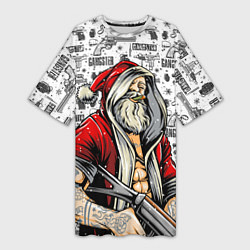 Женская длинная футболка Гангстер Санта-Клаус