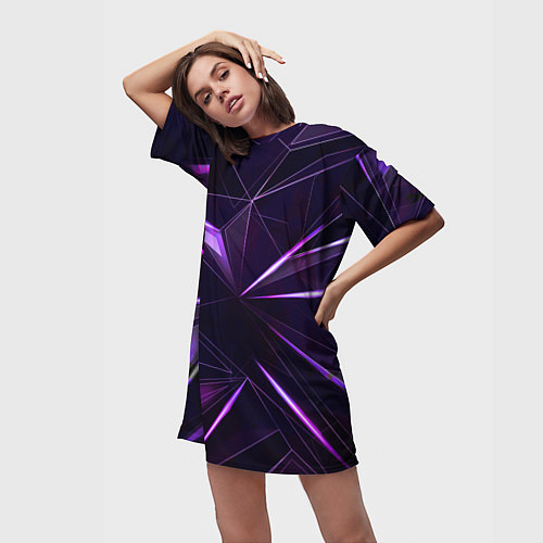 Женская длинная футболка Фиолетовый хрусталь / 3D-принт – фото 3