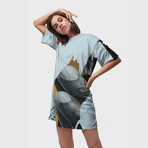 Женская длинная футболка Бунтарский хаос / 3D-принт – фото 3