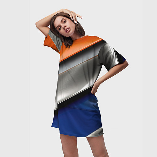 Женская длинная футболка Разноцветные полоски / 3D-принт – фото 3