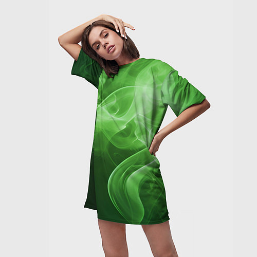 Женская длинная футболка Зеленый дым / 3D-принт – фото 3