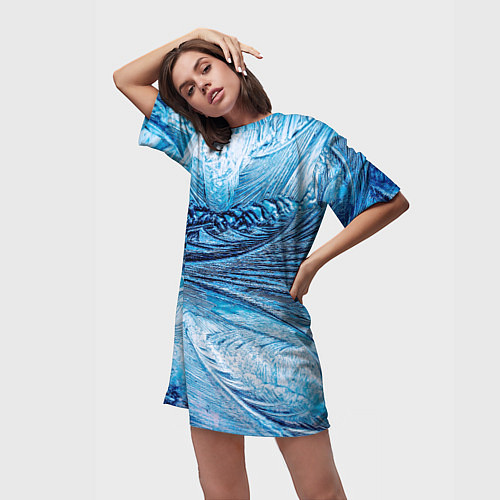 Женская длинная футболка Ледяной узор / 3D-принт – фото 3