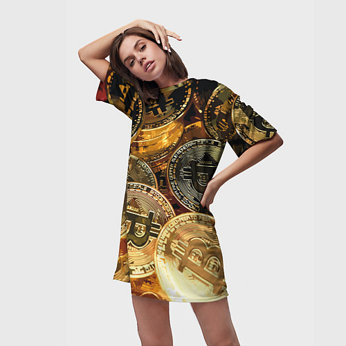 Женская длинная футболка Золото цифровой эры / 3D-принт – фото 3
