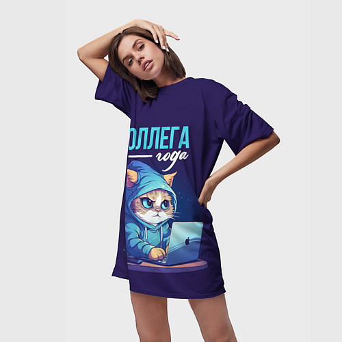 Женская длинная футболка Коллега года лучший / 3D-принт – фото 3