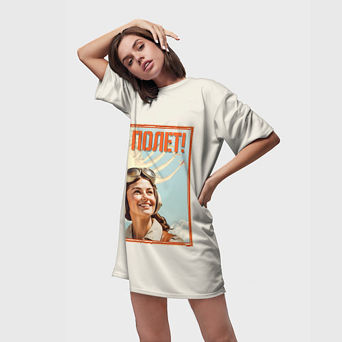 Женская длинная футболка Только в полет / 3D-принт – фото 3