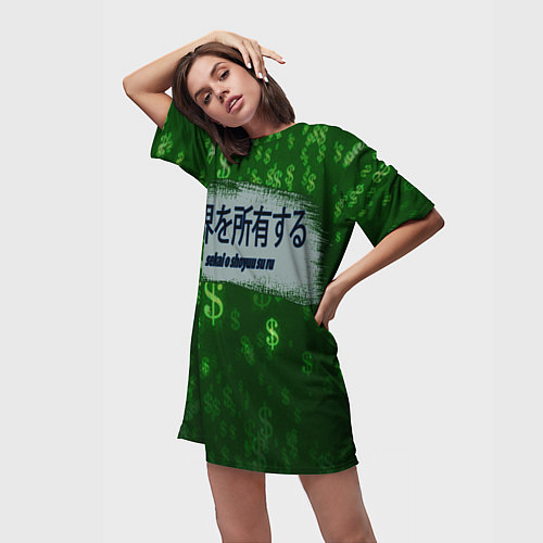 Женская длинная футболка Владей миром / 3D-принт – фото 3