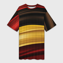 Футболка женская длинная Черный красный желтый цвет абстракции, цвет: 3D-принт