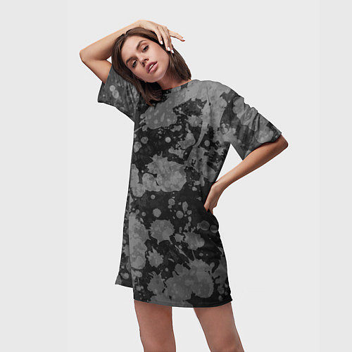Женская длинная футболка Абстракция - светлое на темном / 3D-принт – фото 3