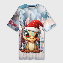 Футболка женская длинная Маленький дракончик 2024 год, цвет: 3D-принт