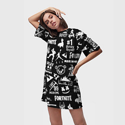 Футболка женская длинная Fortnite alllogo black, цвет: 3D-принт — фото 2