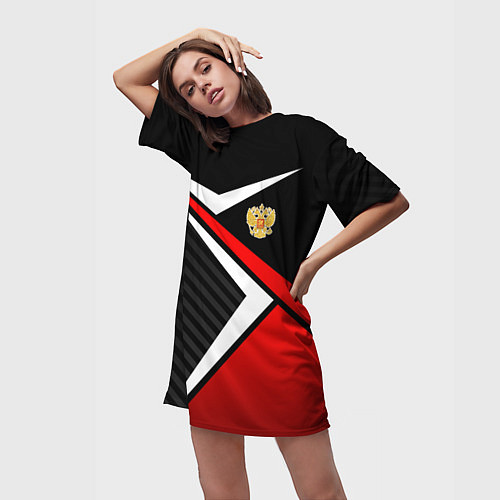 Женская длинная футболка Russia - black and red / 3D-принт – фото 3