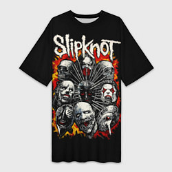 Футболка женская длинная Slipknot метал-группа, цвет: 3D-принт