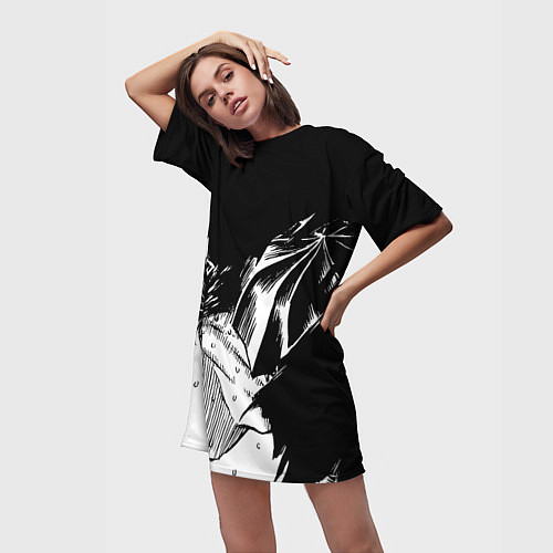 Женская длинная футболка Берсерк Гатс в чёрных доспехах / 3D-принт – фото 3