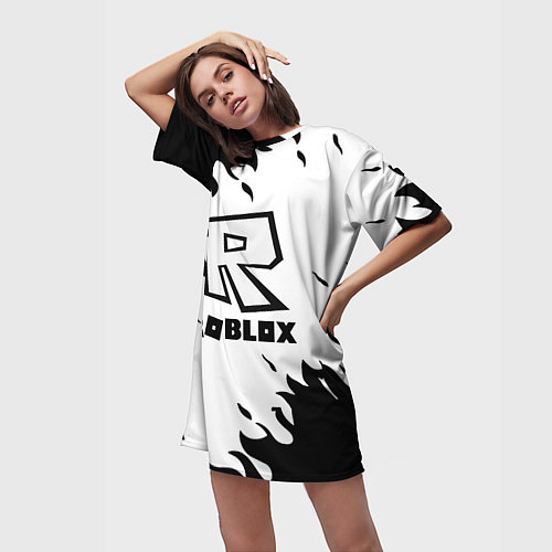 Женская длинная футболка Roblox fire games / 3D-принт – фото 3